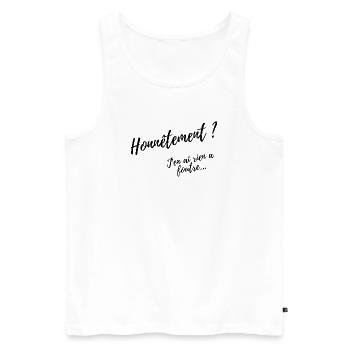 Honnêtement ? Design Humour Décontracté - Débardeur bio Premium Homme - blanc - Devant - AI Model Male 178 light (178cm)