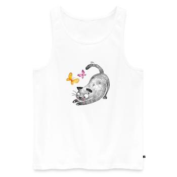 Katzenspiel mit Schmetterlingen - Männer Premium Bio Tank Top - Weiß - Vorne - Michal (187cm)