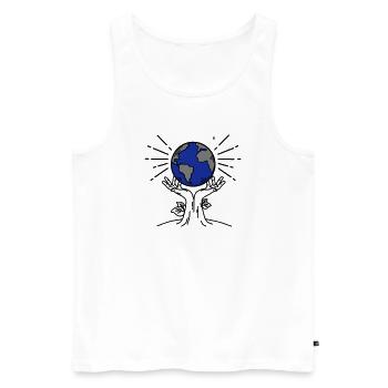 Rette die Erde – Pflanze die Zukunft - Männer Premium Bio Tank Top - Weiß - Vorne - Michal (187cm)