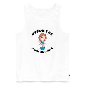 J'peux pas j'suis de garde Humour soignant cadeau - Débardeur bio Premium Homme - blanc - Devant - Michal (187cm)