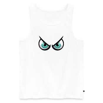 Yeux ennuyés de dessin animé - Débardeur bio Premium Homme - blanc - Devant - AI Model Male 178 light (178cm)