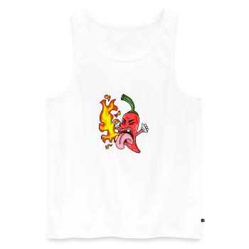 Lustige Chilischote - Peperoni - Männer Premium Bio Tank Top - Weiß - Vorne - Michal (187cm)
