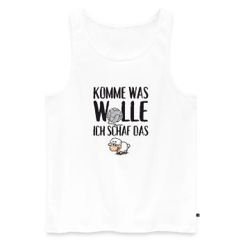 Komme was Wolle ich Schaf das - Männer Premium Bio Tank Top - Weiß - Vorne - Michal (187cm)