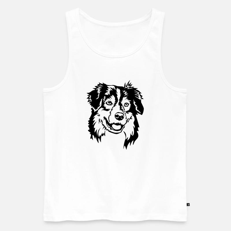 Australian Shepherd Kopf - Männer Premium Bio Tank Top - Weiß