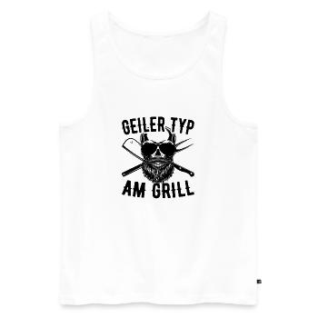 Geiler Typ Am Grill Grillmeister Grillen Vatertag - Männer Premium Bio Tank Top - Weiß - Vorne - AI Model Male 178 light (178cm)