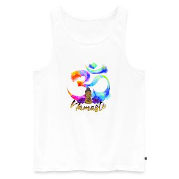 Namaste Arc Iris Bouddha - Débardeur bio Premium Homme - blanc - Devant - AI Model Male 178 light (178cm)