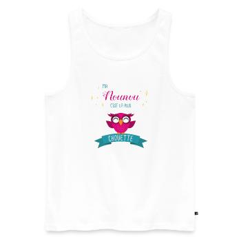 Design Hibou Mignon pour Nounou Super Chouette - Débardeur bio Premium Homme - blanc - Devant - AI Model Male 178 light (178cm)