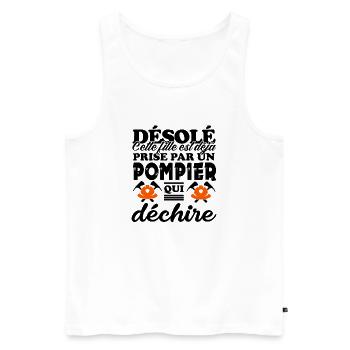 fille prise par un pompier qui déchire - Débardeur bio Premium Homme - blanc - Devant - Michal (187cm)