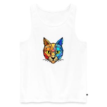 Tier Tiger - Männer Premium Bio Tank Top - Weiß - Vorne - Michal (187cm)