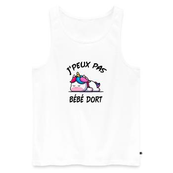J'PEUX PAS BÉBÉ DORT GROSSESSE LICORNE - Débardeur bio Premium Homme - blanc - Devant - Michal (187cm)