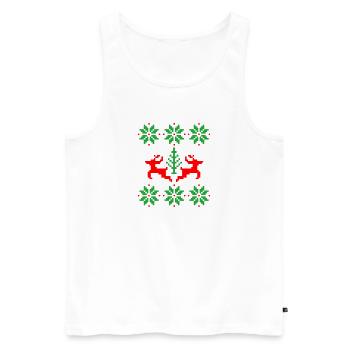 Hirsch Herz Ugly Xmas Hässliche Weihnachten - Männer Premium Bio Tank Top - Weiß - Vorne - Michal (187cm)