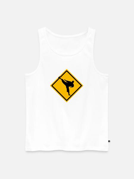 Karate Warnschild Yokogeri - Männer Premium Bio Tank Top - Weiß
