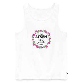 Super Atsem Merci pour cette année fleurs rose - Débardeur bio Premium Homme - blanc - Devant - AI Model Male 178 light (178cm)