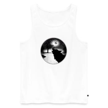 heulender Wolf in der Nacht bei Vollmond - Männer Premium Bio Tank Top - Weiß - Vorne - AI Model Male 178 light (178cm)