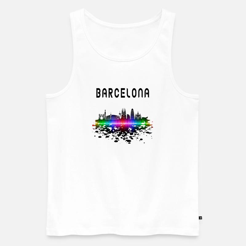 Barcelona Skyline Splash Design / Geschenk - Männer Premium Bio Tank Top - Weiß