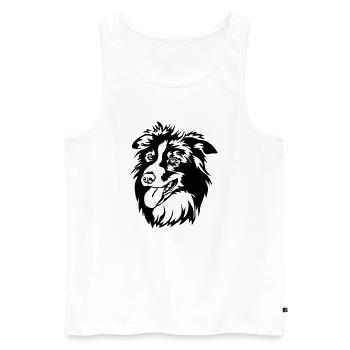Border Collie Kopf - Männer Premium Bio Tank Top - Weiß - Vorne - Michal (187cm)