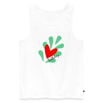BIRTHDAY. HAPPY BIRTHDAY. HAPPY BIRTHDAY. - Men's Premium Organic Tank Top - white - Front - Michal (187cm)