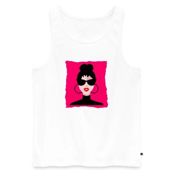FEMME. FILLE. ADOLESCENT. VINTAGE. ANNIVERSAIRE - Débardeur bio Premium Homme - blanc - Devant - Michal (187cm)