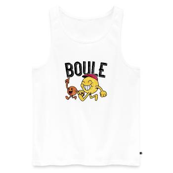 Boule de pétanque avec des cochons aller à la pétanque - Débardeur bio Premium Homme - blanc - Devant - Michal (187cm)