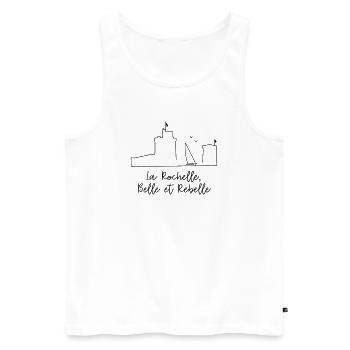 La Rochelle design by Nicolas Poitevin - Débardeur bio Premium Homme - blanc - Devant - Michal (187cm)