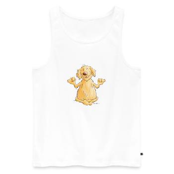 Golden Retriever Yoga I Chiens Comic - Débardeur bio Premium Homme - blanc - Devant - Michal (187cm)