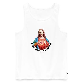Liebe Deinen Nächsten Jesus Linker Handsegen - Männer Premium Bio Tank Top - Weiß - Vorne - AI Model Male 178 light (178cm)