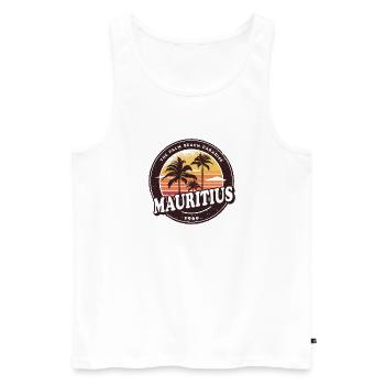 Mauritius Vintage Beach Design / Gift Idea - Men's Premium Organic Tank Top - white - Front - AI Model Male 178 light (178cm)