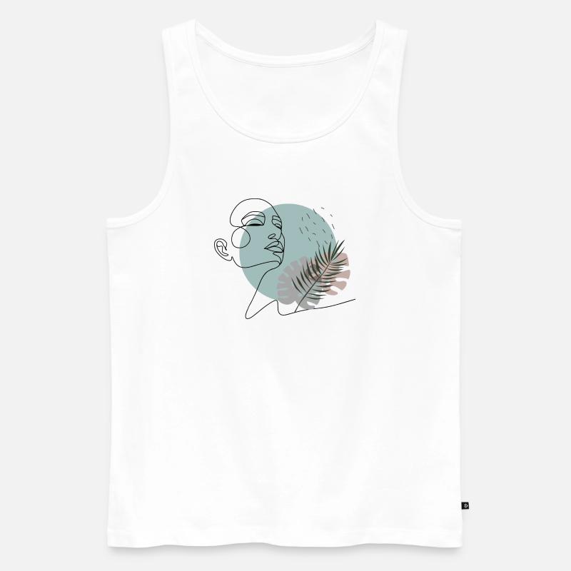 Der schlafende Träumer. - Minimalistisches Gesicht - Männer Premium Bio Tank Top - Weiß