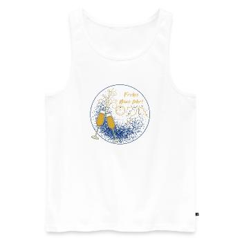 Frohes Neues Jahr Schriftzug Sektgläser Dekoration - Männer Premium Bio Tank Top - Weiß - Vorne - AI Model Male 178 light (178cm)