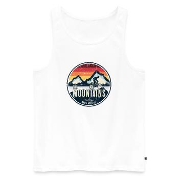 Les montagnes appellent à la course - Débardeur bio Premium Homme - blanc - Devant - AI Model Male 178 light (178cm)