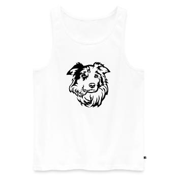 Tête de Border Collie - Débardeur bio Premium Homme - blanc - Devant - Michal (187cm)