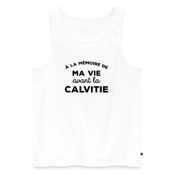 A la mémoire de ma vie avant la calvitie Chauve - Débardeur bio Premium Homme - blanc - Devant - Michal (187cm)