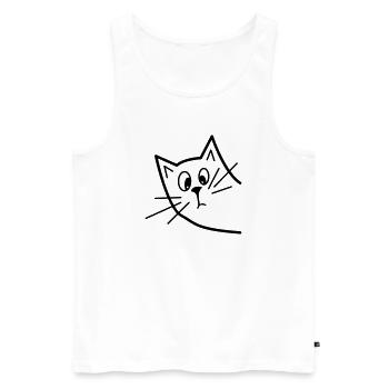 Chat curieux mignon - Design minimaliste - Débardeur bio Premium Homme - blanc - Devant - AI Model Male 178 light (178cm)