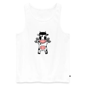Kuh Fitness Motivation Gym Geschenk - Männer Premium Bio Tank Top - Weiß - Vorne - Michal (187cm)