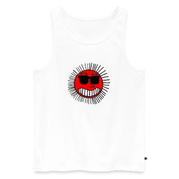 Lächelnde Sonne mit Brille - Männer Premium Bio Tank Top - Weiß - Vorne - AI Model Male 178 light (178cm)