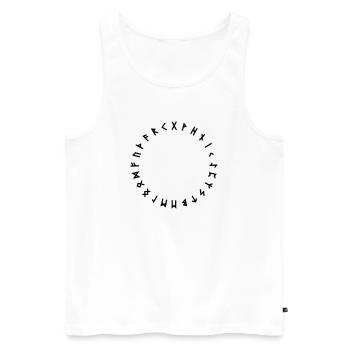 Alphabet runique en cercle Symboles - Débardeur bio Premium Homme - blanc - Devant - Michal (187cm)