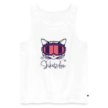 Katze Skifahren Skikätzchen Apres ski Wintersport - Männer Premium Bio Tank Top - Weiß - Vorne - Michal (187cm)