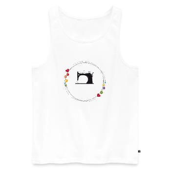 nostalgisch stilisierte Nähmaschine mit Knöpfe - Männer Premium Bio Tank Top - Weiß - Vorne - AI Model Male 178 light (178cm)