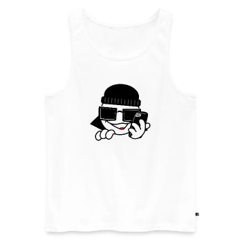 Hackeravec smartphone et cœurs - Débardeur bio Premium Homme - blanc - Devant - AI Model Male 178 light (178cm)