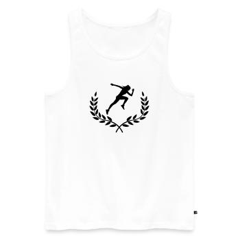 Sprinter in laurel decoration - Men's Premium Organic Tank Top - white - Front - AI Model Male 178 light (178cm)