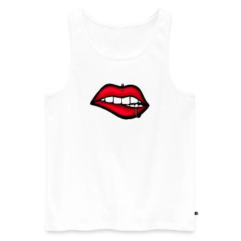 Lèvres avec piercing – Design esthétique - Débardeur bio Premium Homme - blanc - Devant - AI Model Male 178 light (178cm)