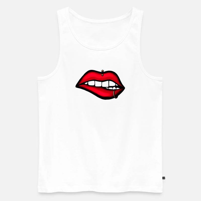 Lippen mit Piercing – Ästhetisches Design - Männer Premium Bio Tank Top - Weiß
