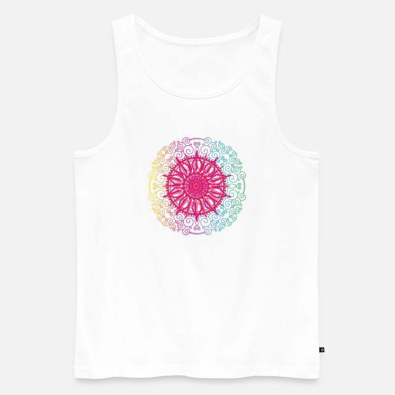 Regenbogen Mandala Gradient Kreis - Männer Premium Bio Tank Top - Weiß