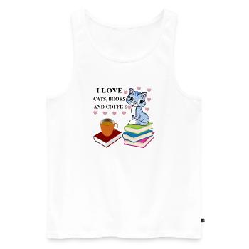books and coffee sweet nice reading - Men's Premium Organic Tank Top - white - Front - Michal (187cm)