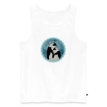 zwei zauberhafte Pinguine im Mosaik Stil - Männer Premium Bio Tank Top - Weiß - Vorne - AI Model Male 178 light (178cm)