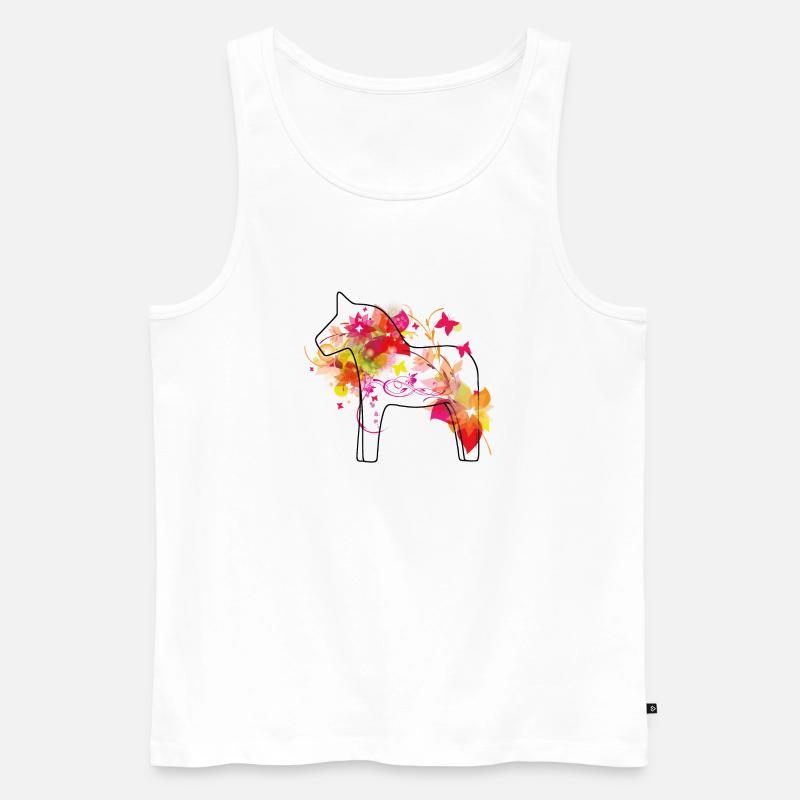 Dala Pferd Bunt - Männer Premium Bio Tank Top - Weiß