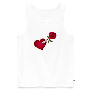 Dart Pfeil mit Rose und Herz als Zielscheibe - Männer Premium Bio Tank Top - Weiß - Vorne - Michal (187cm)