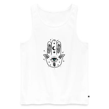 Hamsa Eye Moon Stars - Débardeur bio Premium Homme - blanc - Devant - AI Model Male 178 light (178cm)