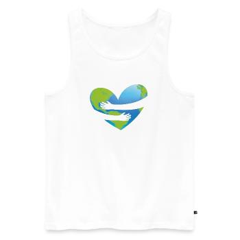 Earth Day - Herz Umarmung - Männer Premium Bio Tank Top - Weiß - Vorne - Michal (187cm)