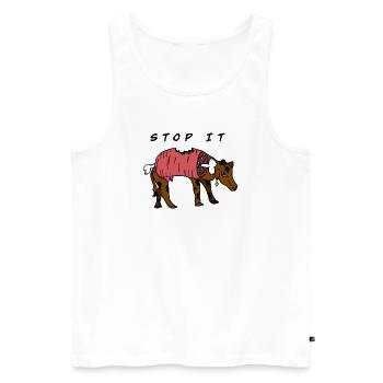 Stop IT COW - Männer Premium Bio Tank Top - Weiß - Vorne - Michal (187cm)